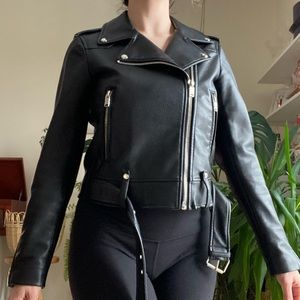 Zara Black Pleather Biker Jacket